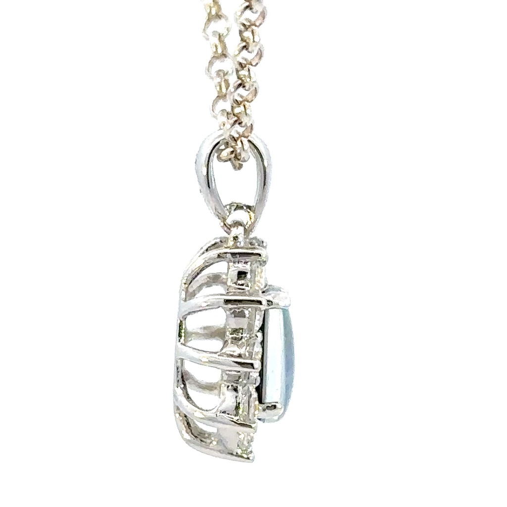 Australian opal triplet and cubic halo pendant in silver