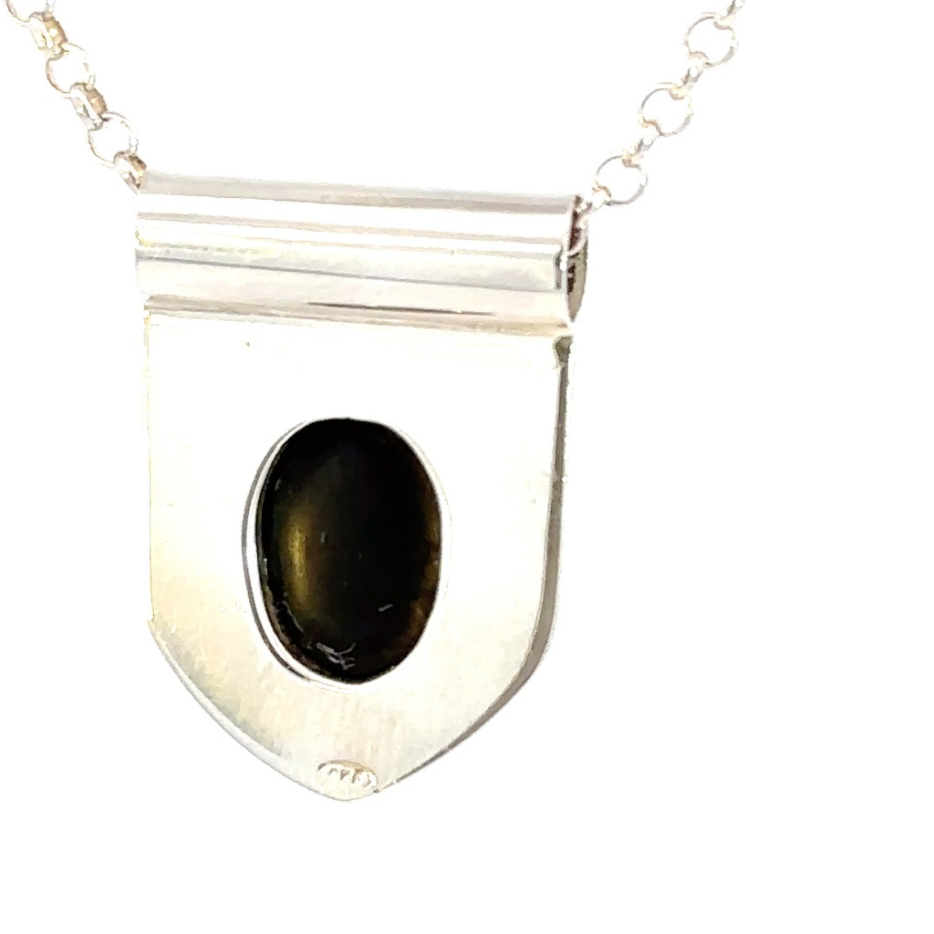 Sterling silver shield set with an Australian opal