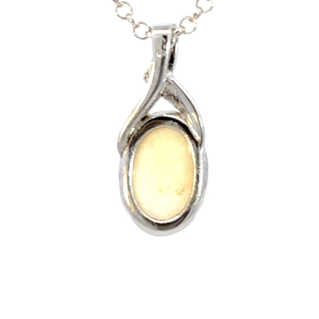 Solid white crystal opal pendant