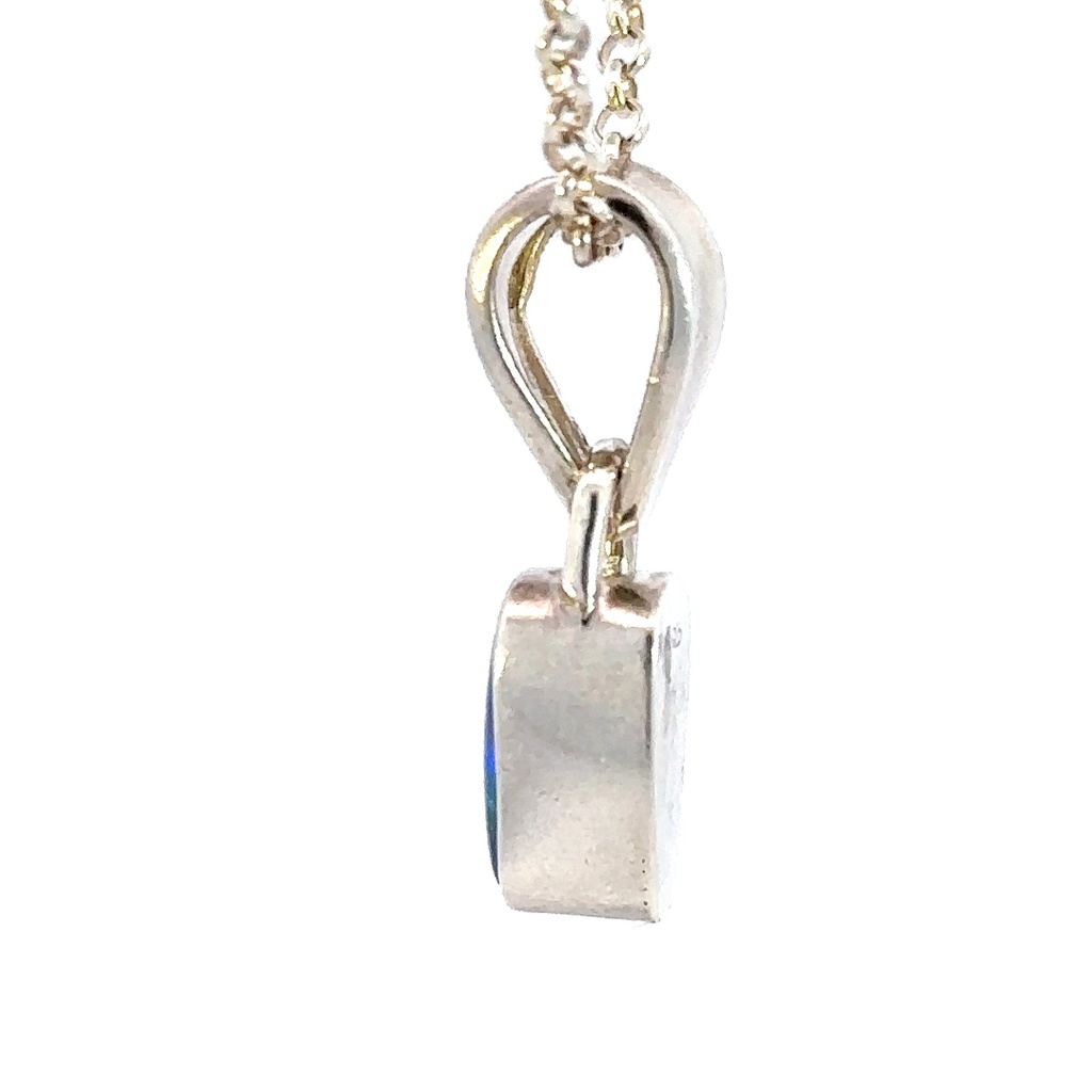 Sterling silver triangular opal pendant
