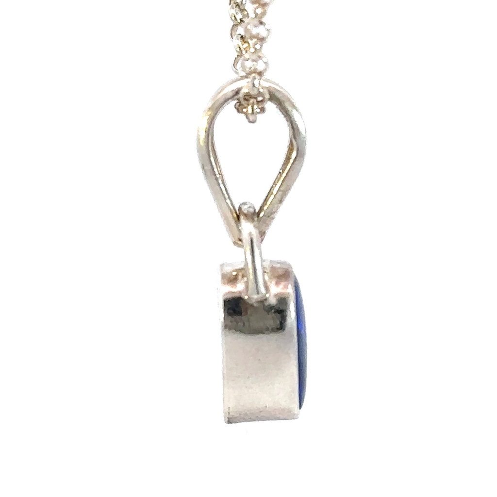 Sterling silver triangular opal pendant