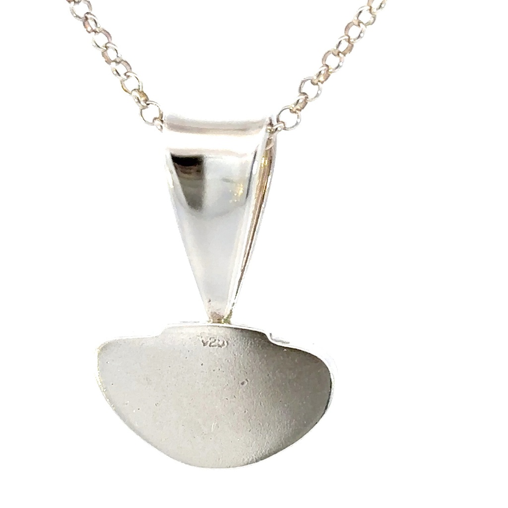 Sterling silver pendant with a solid opal centrepiece