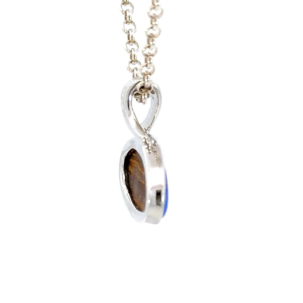 Sterling silver vibrant blue doublet opal pendant