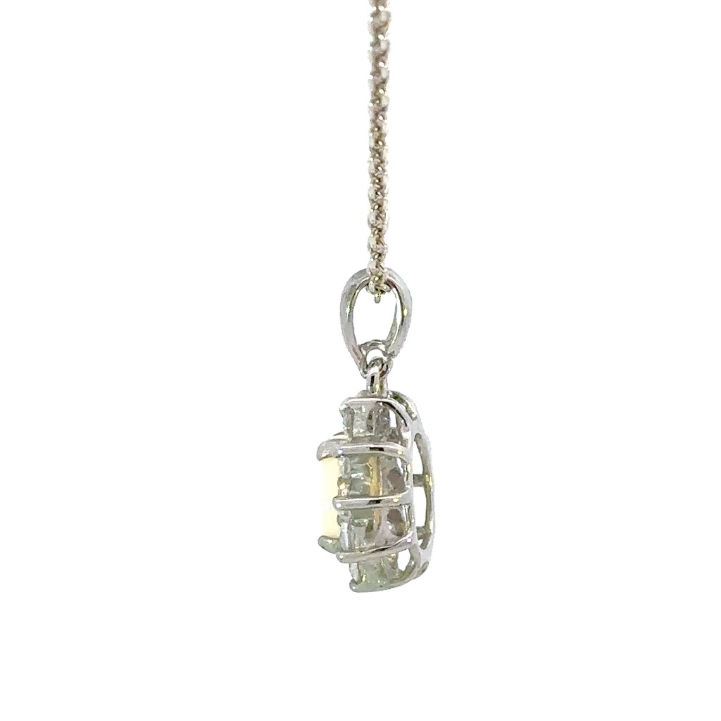 Triplet opal pendant in blues & greens with cz halo in silver