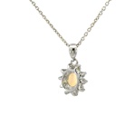 Triplet opal pendant in blues & greens with cz halo in silver