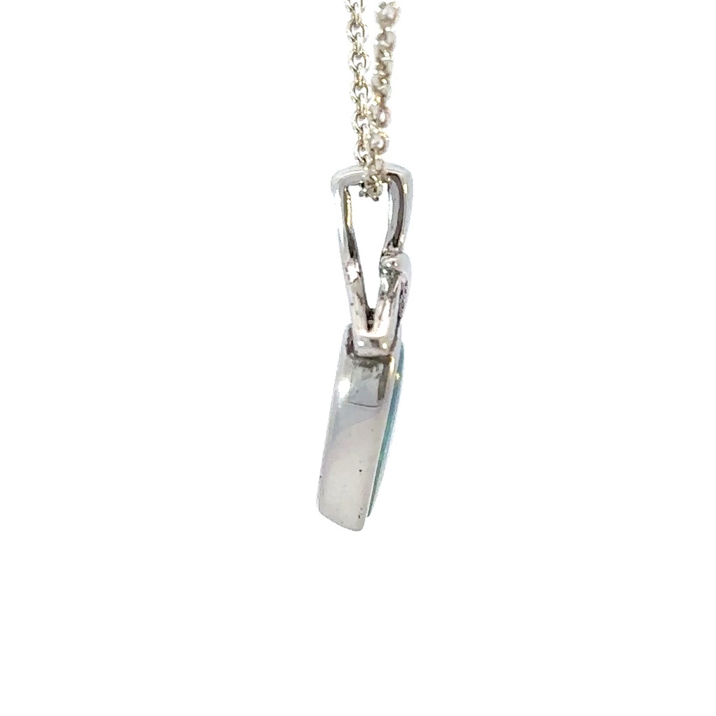 Vibrant blue green doublet opal pendant in silver