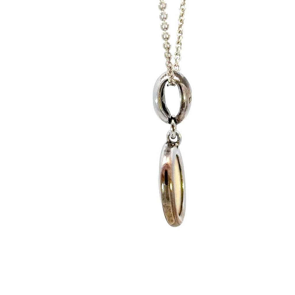 Solid Aussie White Opal Pendant in Sterling Silver