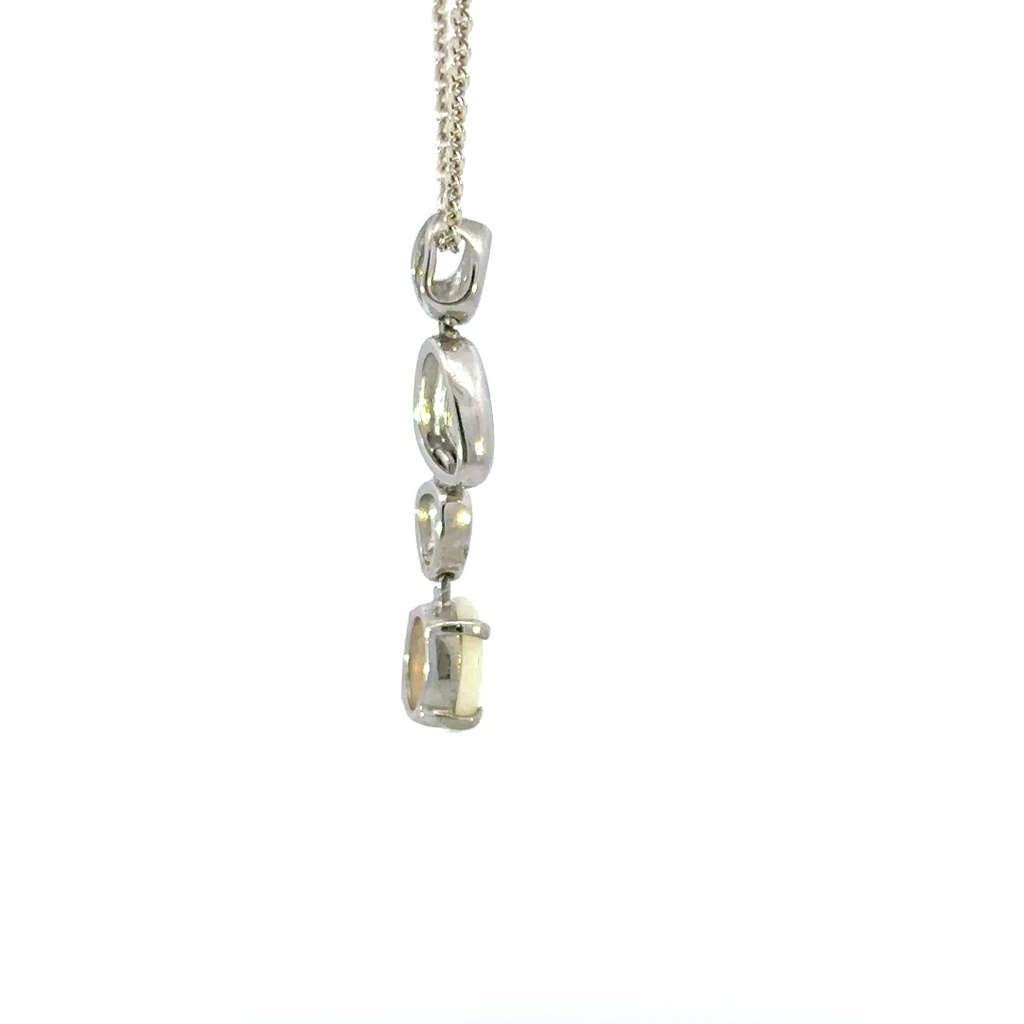 Solid Aussie Opal Pendant with Organic Shapes in Silver
