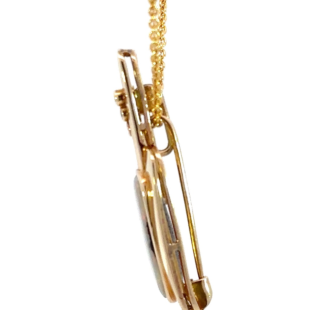 Doublet opal brooch and pendant in 18K gold