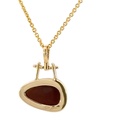 Double opal pendant in 14K yellow gold with diamond detail