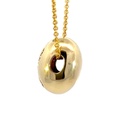 Unique pod shaped pendant in 14K with inlaid opal