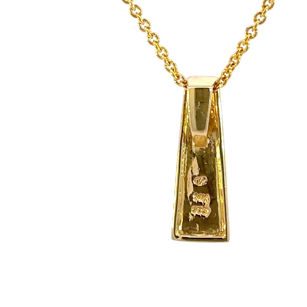 18K triangular pendant inlaid with crystal opals