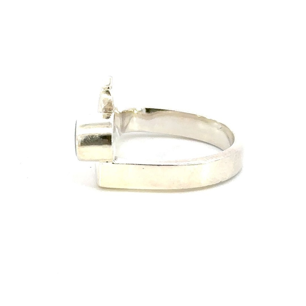 Sterling silver ring with an Aussie opal in blues & greens