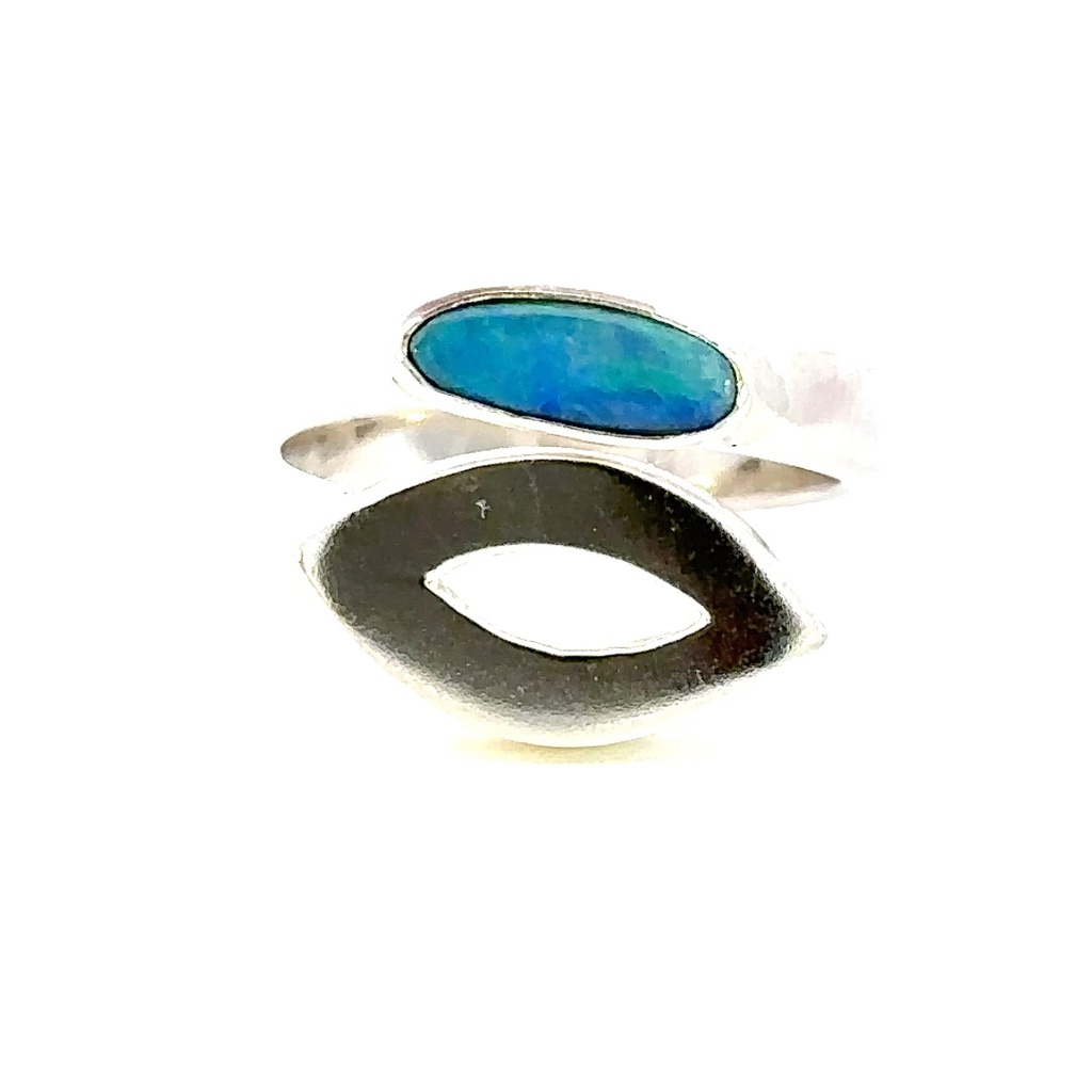 Marquise feature ring with oval  Aussie opal