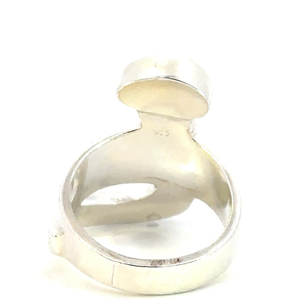 Opal ring in sterling silver with a hammered finish
