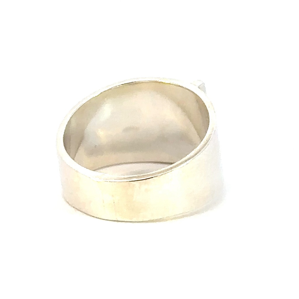Sterling silver wide ring set with a vibrant Australian opal