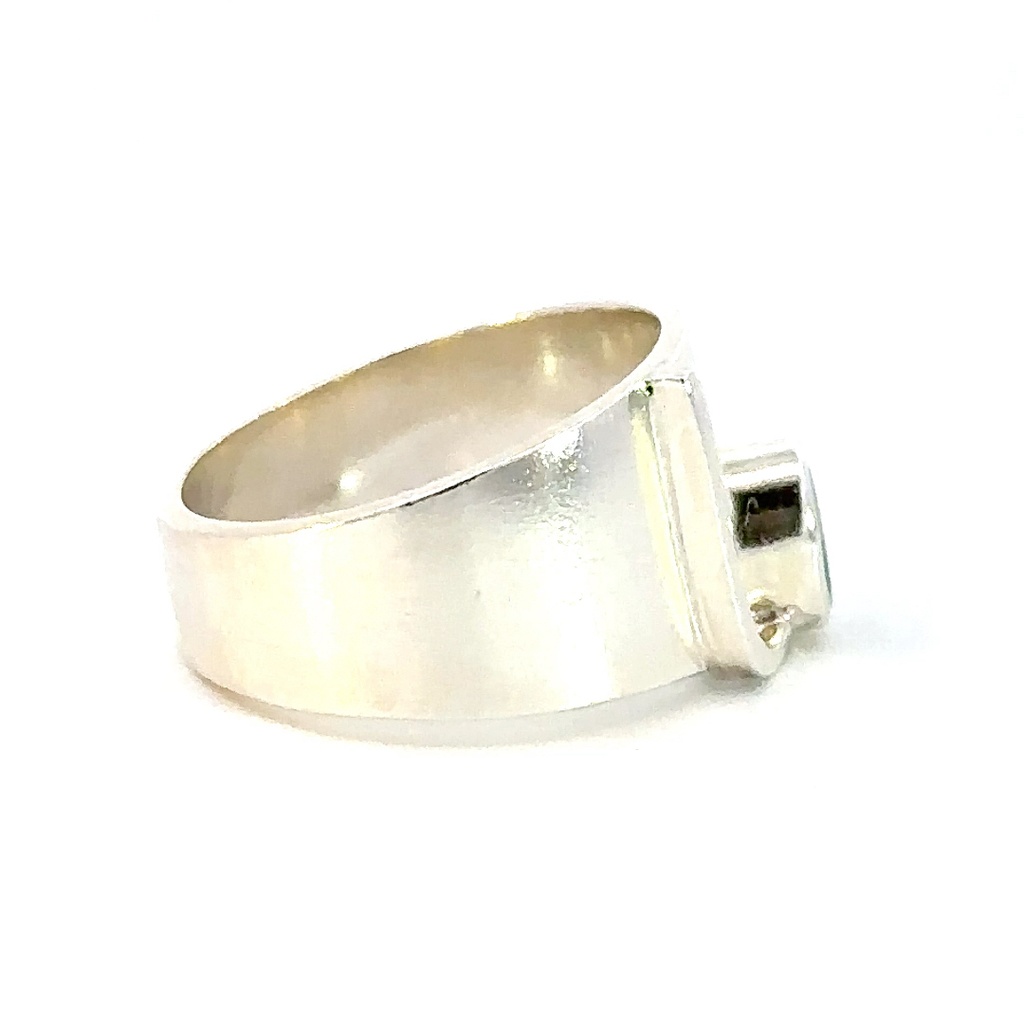 Sterling silver wide ring set with a vibrant Australian opal