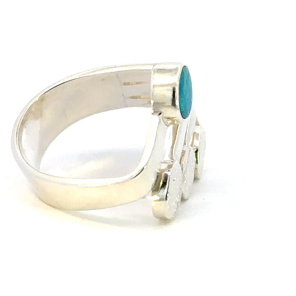 Sterling silver opal ring with a unique design