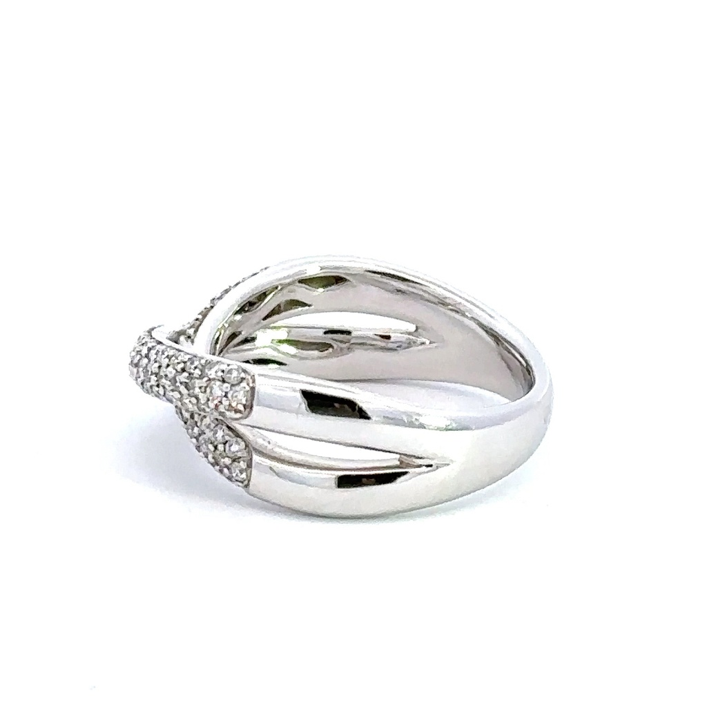 18K white gold pave diamond crossover ring