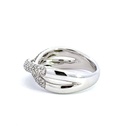 18K white gold pave diamond crossover ring