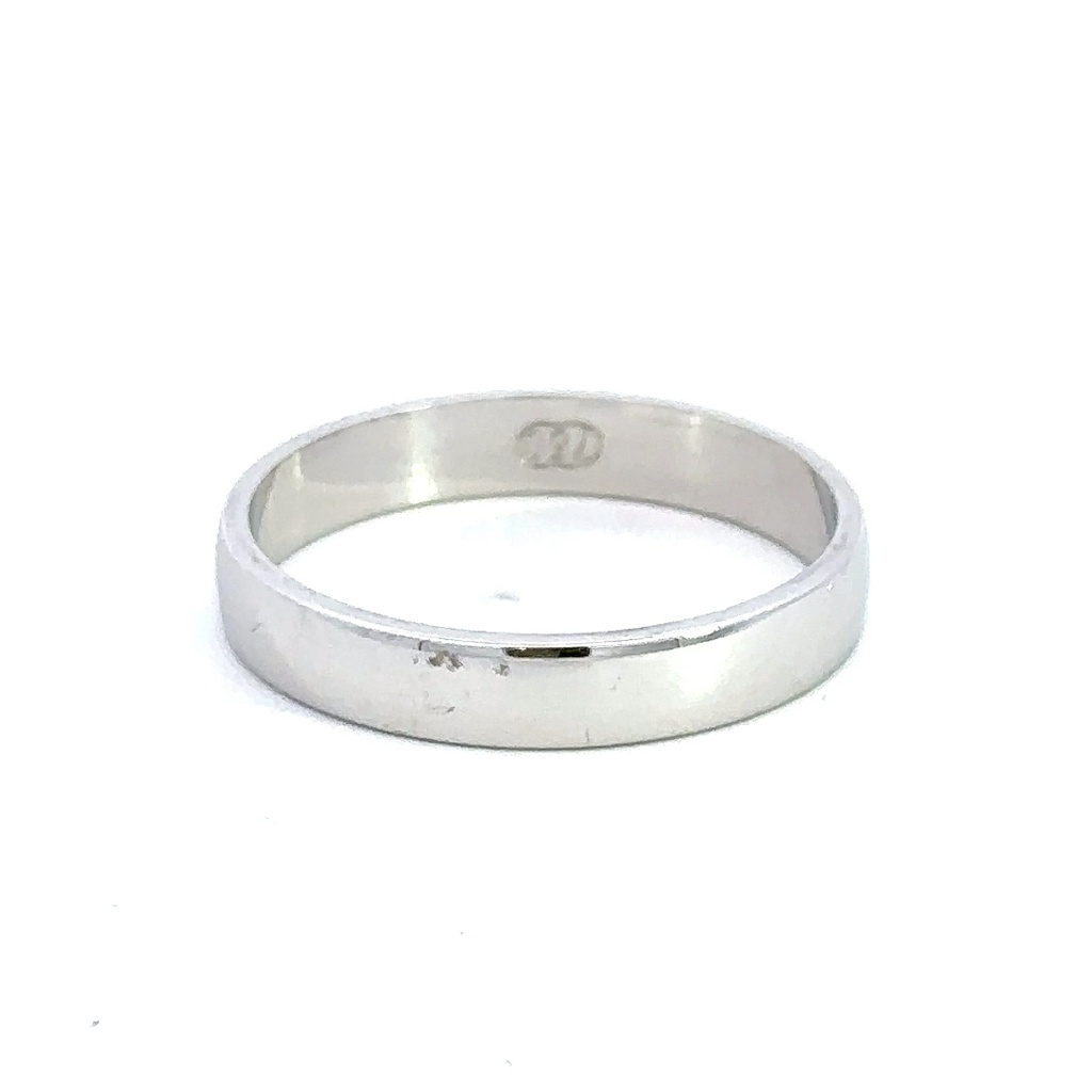 18K white gold wedding ring with slightly rounded profile