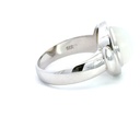 Moonstone ring in 9K white gold with marquise shape detail either side