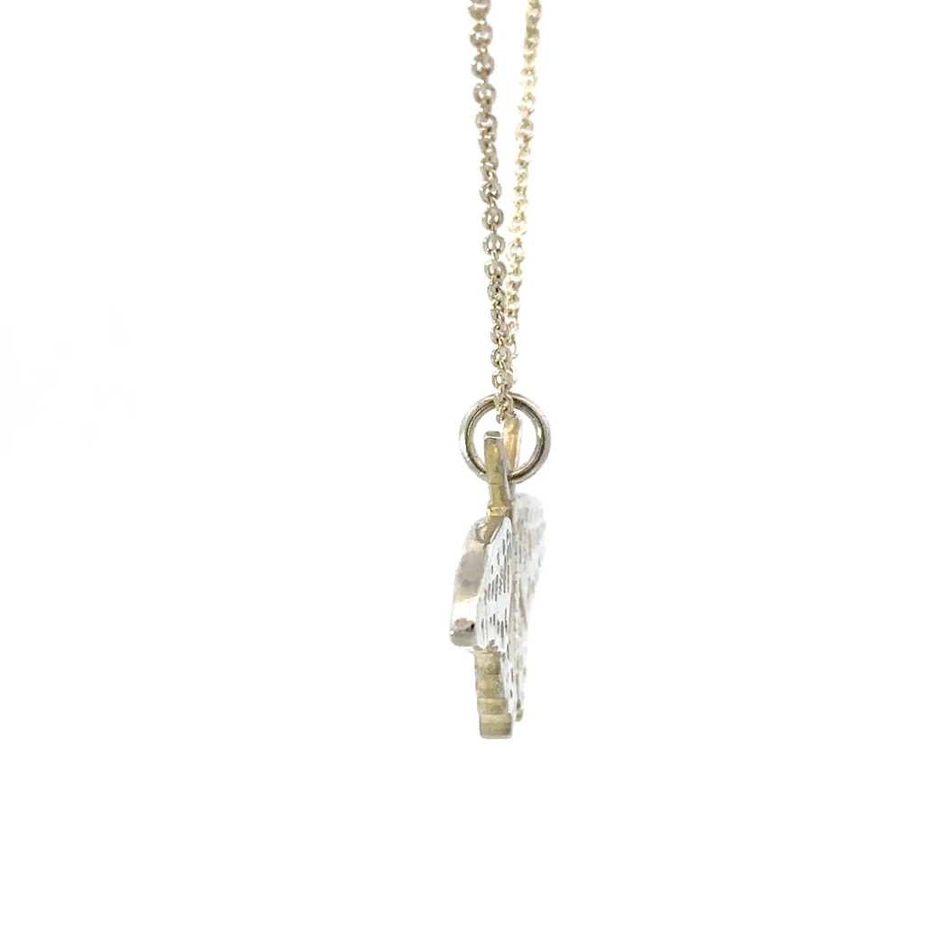 Silver Pendant With Green Triangle Butterfly