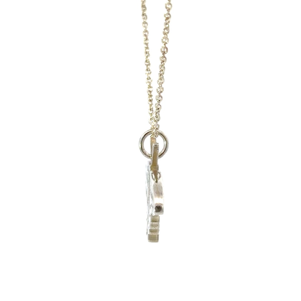 Silver Pendant With Green Triangle Butterfly