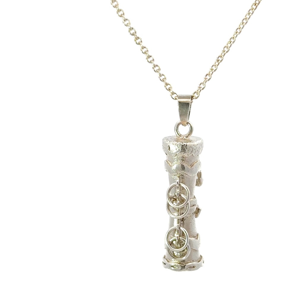 Kundu Drum Pendant with Crocodile Handle in Silver