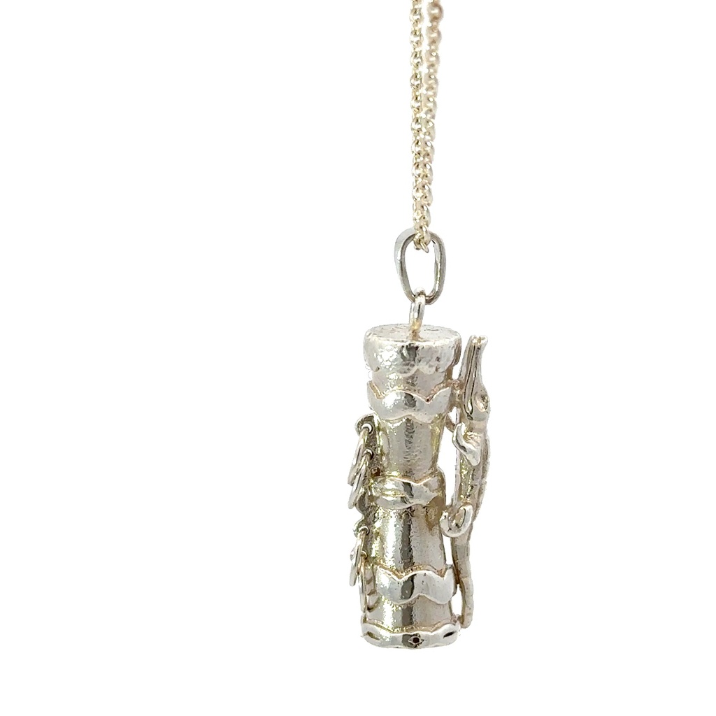 Kundu Drum Pendant with Crocodile Handle in Silver