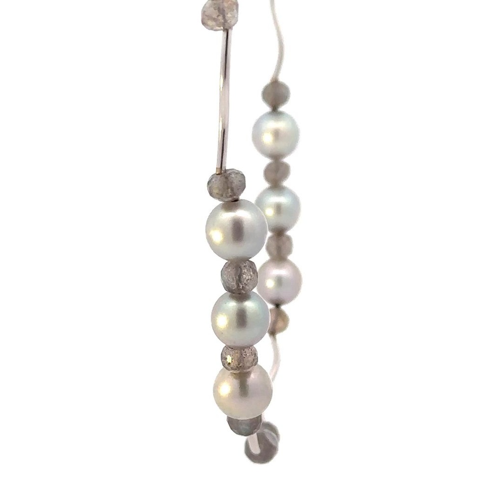 9ct White Gold Pearl & Labradorite Bead Necklace