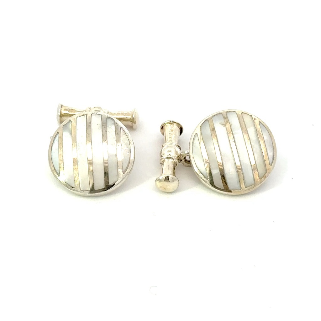 Sterling Silver Cufflinks With Mother of Pearl