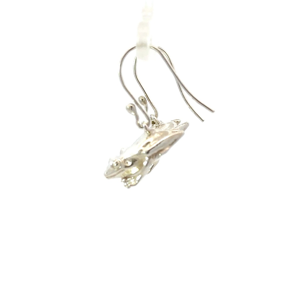 Green Tree Frog Earrings in Sterling Silver