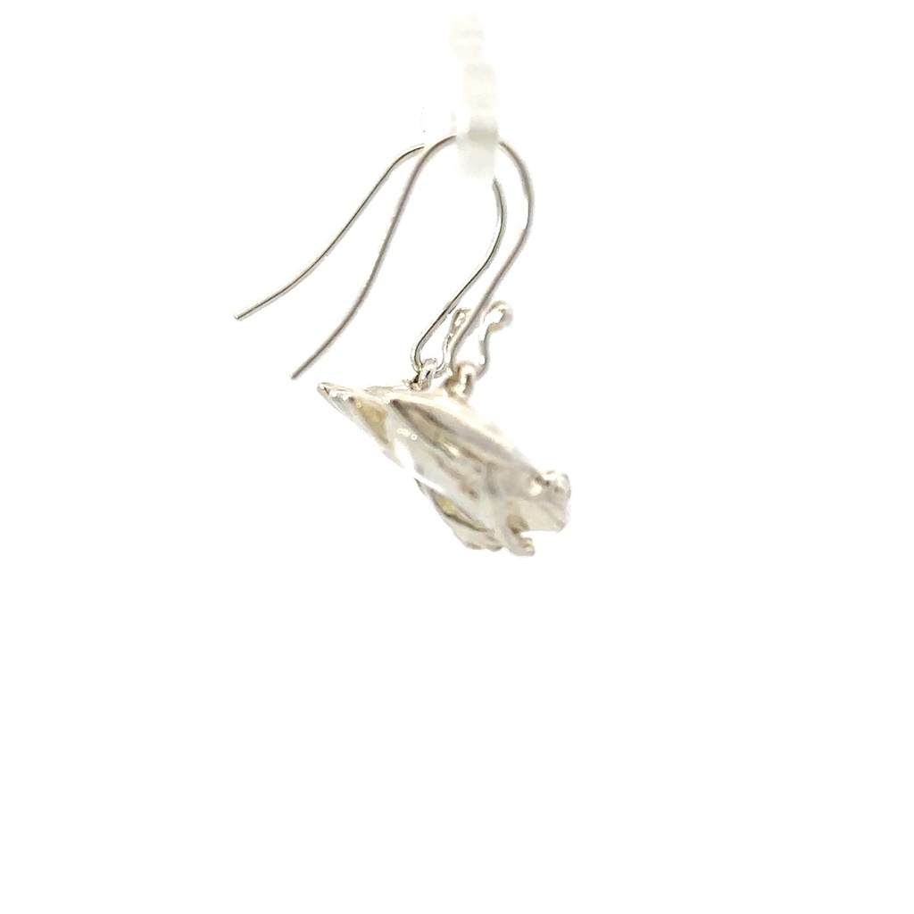 Green Tree Frog Earrings in Sterling Silver