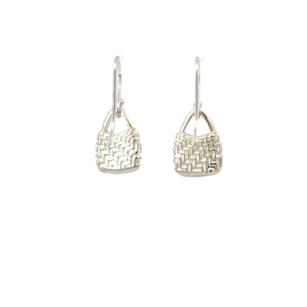 Woven Bilum Earrings In Sterling Silver