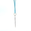 "Abundance" Silver Tag Pendant With Light Blue Cord