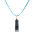 "Abundance" Silver Tag Pendant With Light Blue Cord