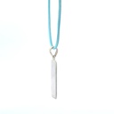 "Abundance" Silver Tag Pendant With Light Blue Cord
