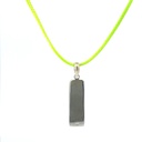 "Abundance" Silver Tag Pendant With Lime Green Cord