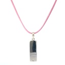 "Balance" Tag Pendant In Silver With Pink Cord