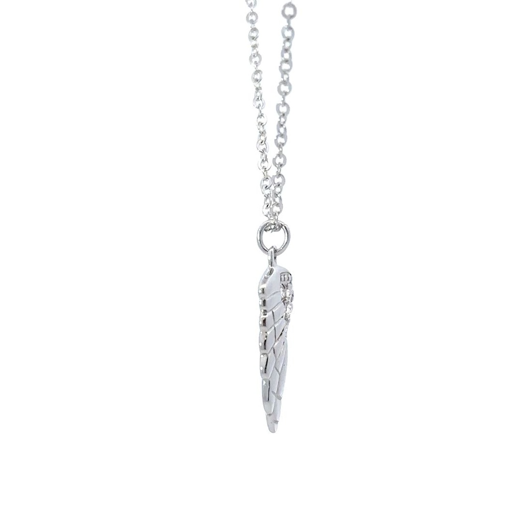 Angels Wing Pendant Set With Crystals In Sterling Silver