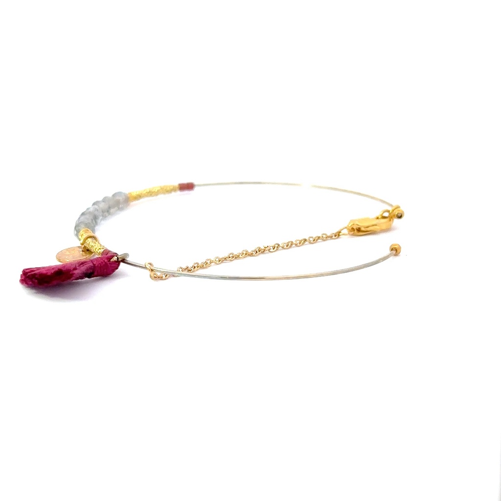 Gold Plated Bangle With Beads and Tassel