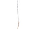 Rose gold plated stick figure on a silver necklace