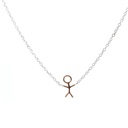 Rose gold plated stick figure on a silver necklace