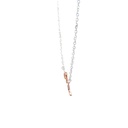Rose gold plated stick figure on a silver necklace
