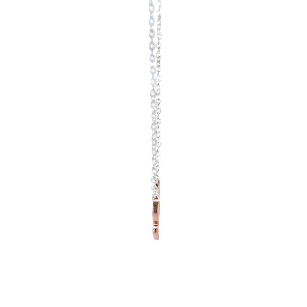 Baby in Pram Outline in Rose Gold Plate On Silver Necklace