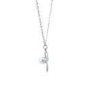 Silver Cross Pendant With a Pearl Centre on a Silver Necklace