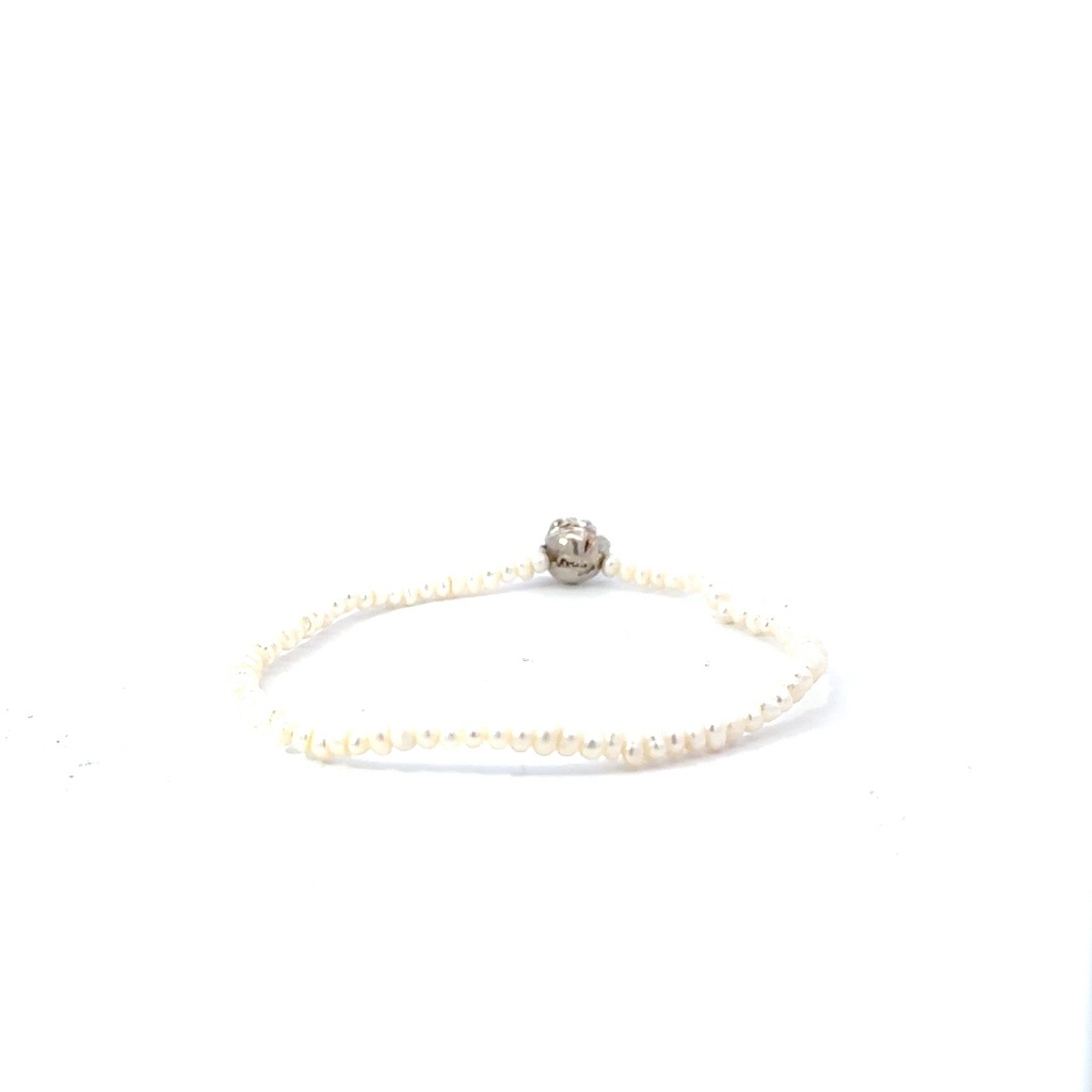Delicate Pearl Bracelet With Silver Rose Charm