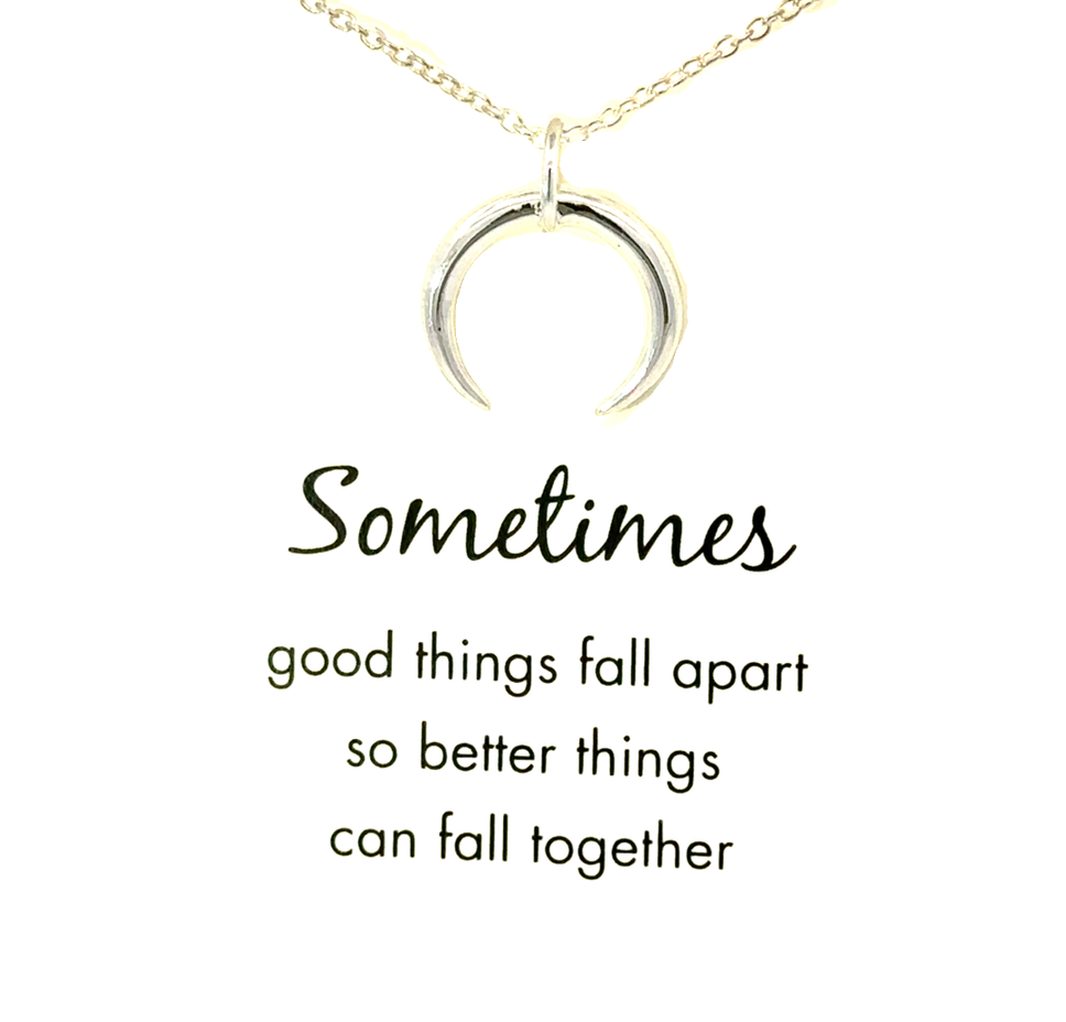 Petals Sterling Silver Crescent Moon Necklace