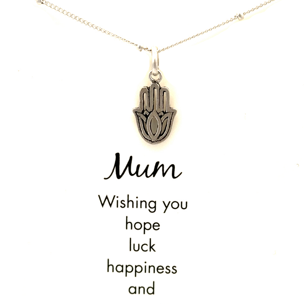 Petals Sterling Silver Mum Hamsa Hand Necklace
